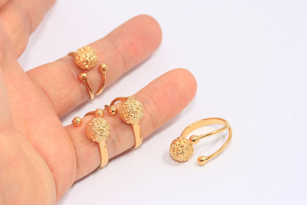 17-18mm 24k Shiny Gold Ball Ring, Double Wire Ball Rings, CHK165-1