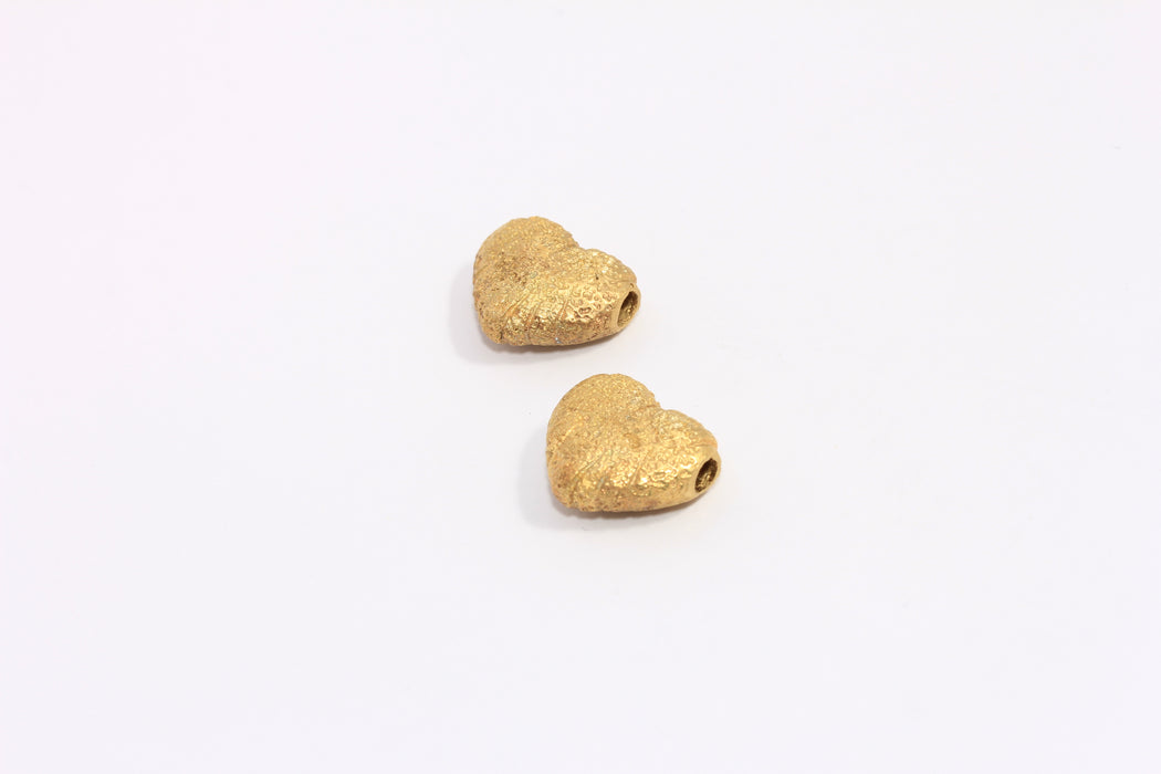 Brass Heart Puffed Charms