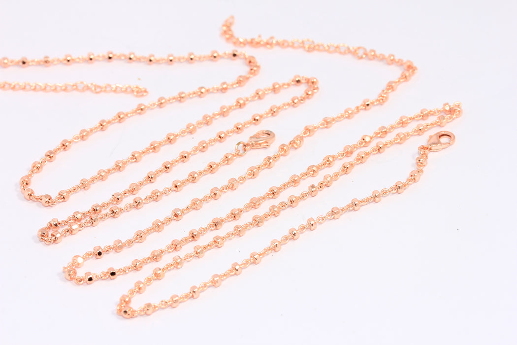 2,5mm Rose Gold Satellite Chain, Cube Beaded Chain, CHK281-3