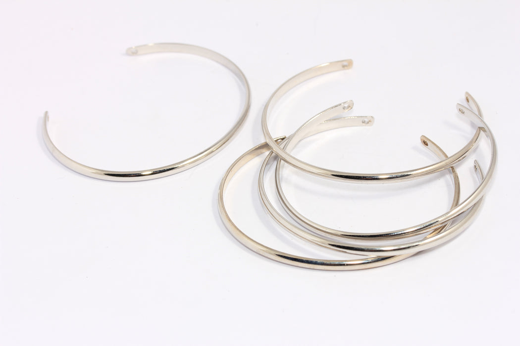 Rhodium Plated Round Wire Bracelet