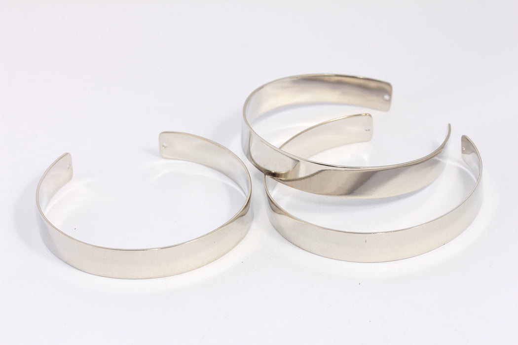 Rhodium Plated Flat Cuff Bracelet