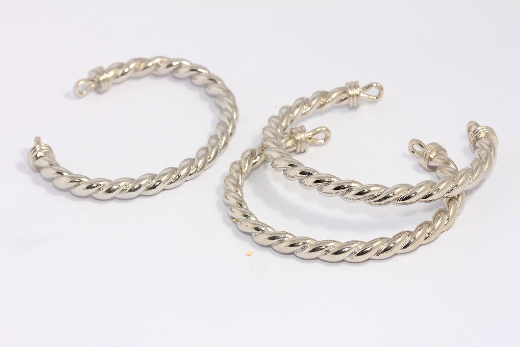 Rhodium Plated Wire Bracelet Cuff