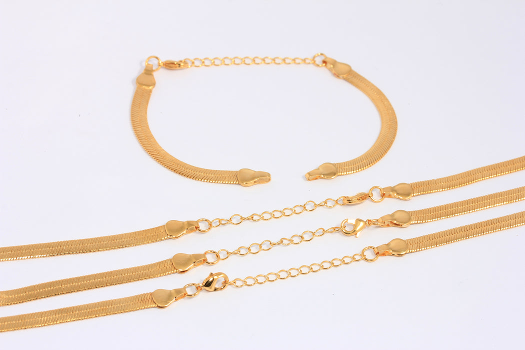 5mm 24k Shiny Gold Snake Bracelet, Pre Made Bracelets, CHK66-1