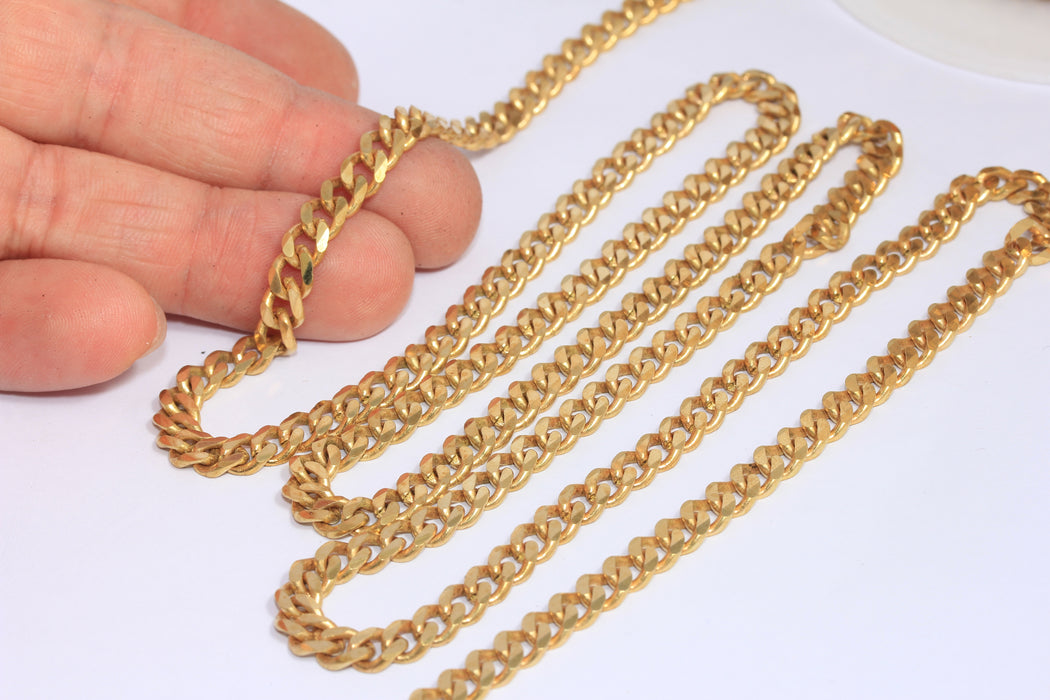 Raw Brass Faceted Chain
