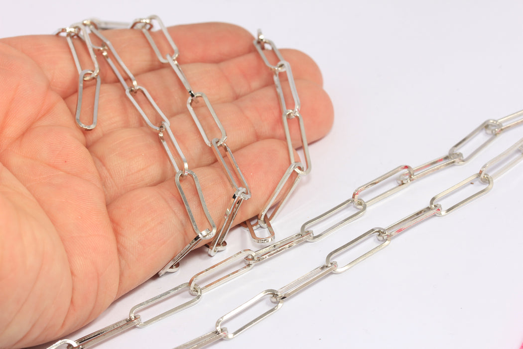 5,2x18mm Rhodium Plated Link Chain, Oval Rolo Chain, CHK235-2