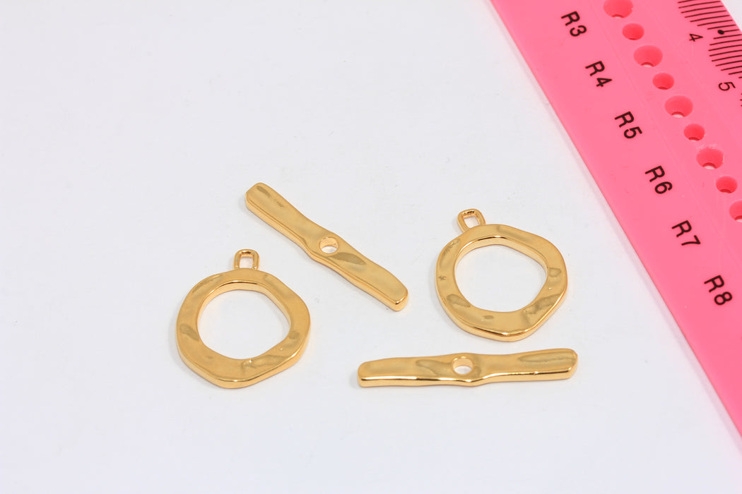 T Bar Ring Fasteners, Irregular Hammered Toggle Clasp