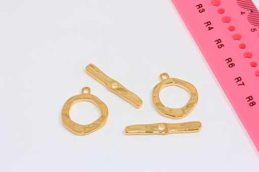 T Bar Ring Fasteners, Irregular Hammered Toggle Clasp