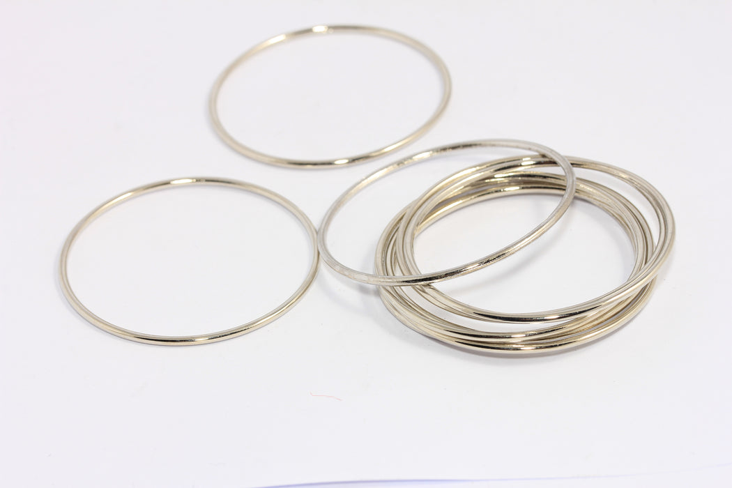 44 mm Rodyum Kaplamalı Kapalı Yüzük, Büyük Halkalı Charms, CHK151-1