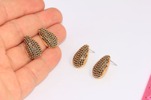 Micro Pave Black Stone Teardrop Studs