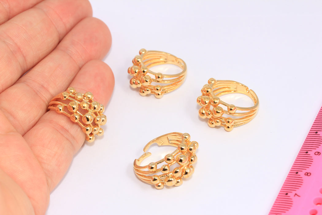 17-18mm 24k Shiny Gold Ball Ring, Multi Wire Ball Rings, CHK472-5