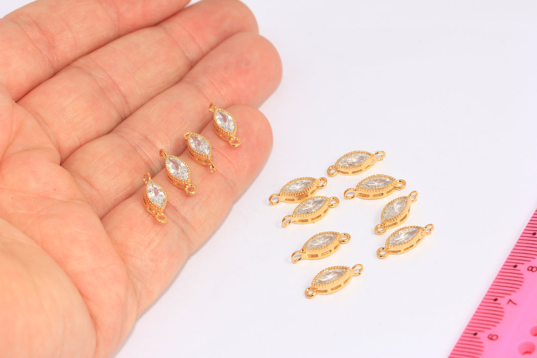 5x14mm CZ White Crystal Bracelet Charms, Cubic Zirconia Pendant, CHK516-4