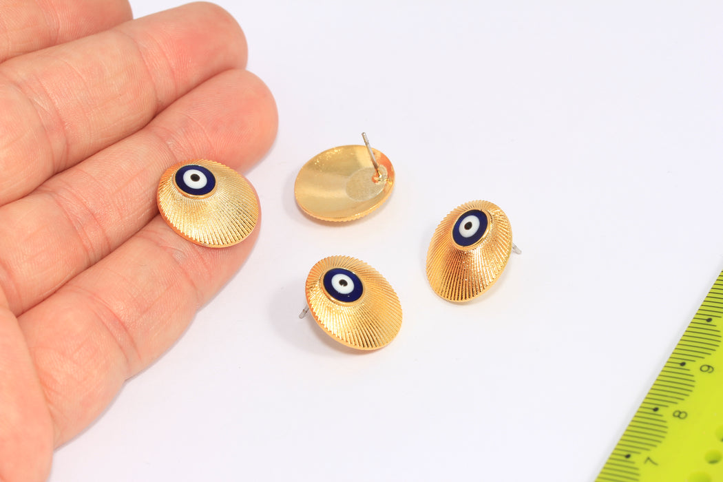 Evil Eye Earrings, Navy Blue Evil Eye Stud Earrings
