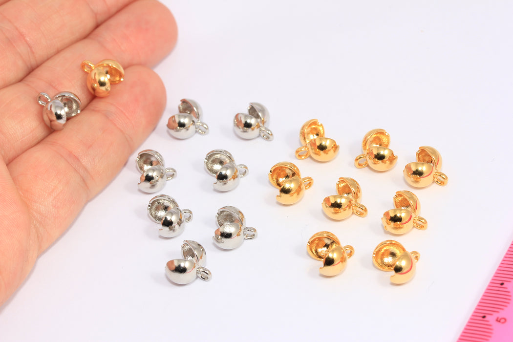 Shiny Gold Or Rhodium Plated Ball Chain Crimp Ends