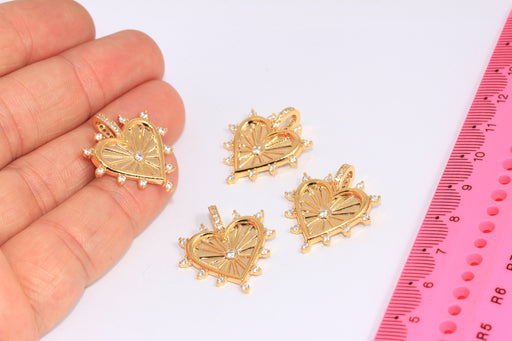 Shiny Gold Heart Charms