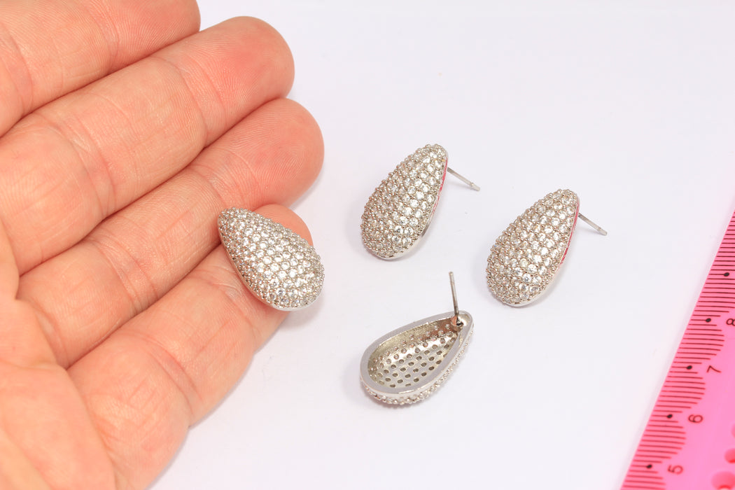 White Stone Teardrop Studs