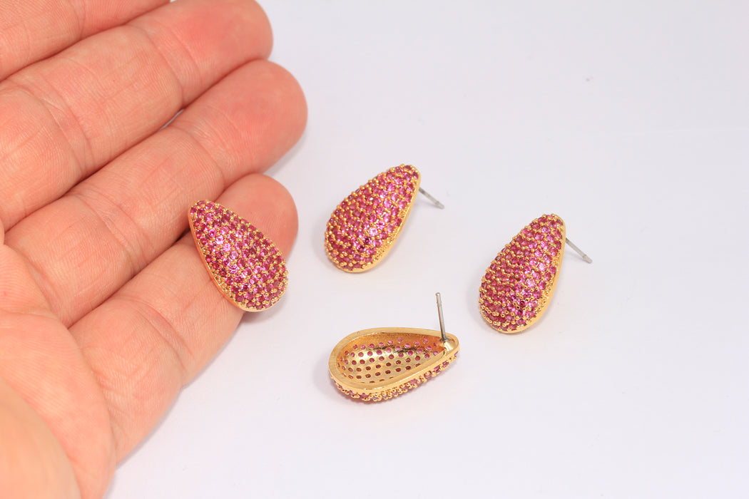 Ruby Stone Teardrop Studs