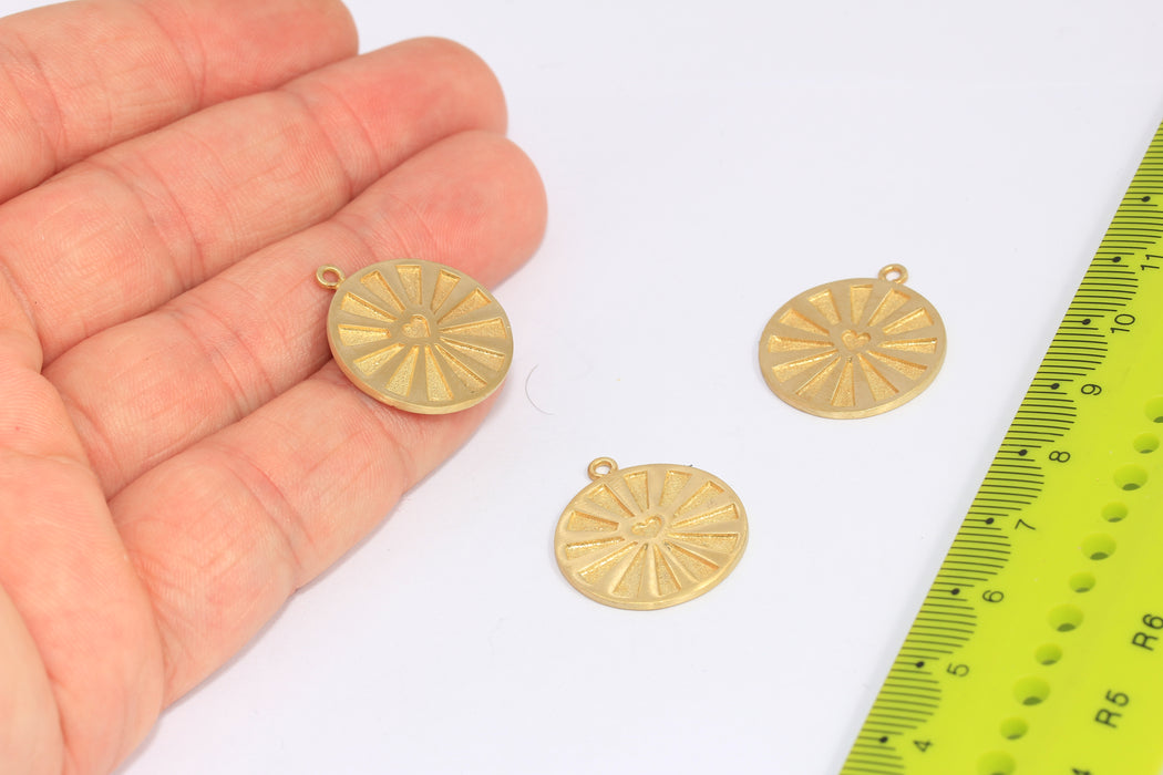 21 mm Ham Pirinç Güneş Kolye Ucu, Güneş Kolye Madalyon Takıları, CHK470-1