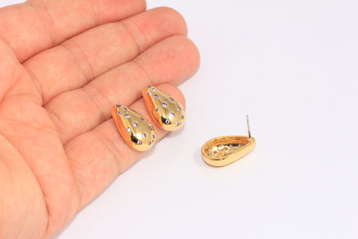 Micro Pave Purple Stone Teardrop Studs