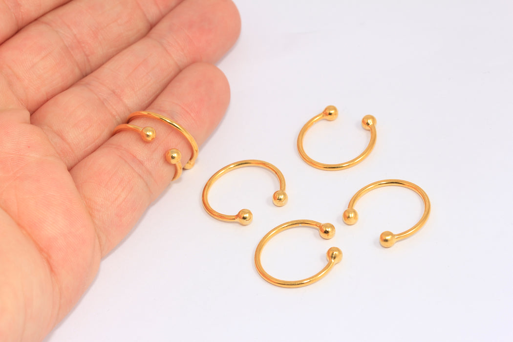 17mm 24k Shiny Gold Wire Ball Ring, Gold Open Minimalist Ring, CHK499-5