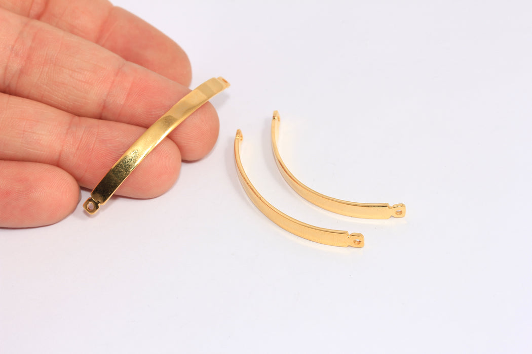 4.4x55mm 24k Shiny Gold Curved Bar, Rectangle Bracelet Bar, CHK413-8