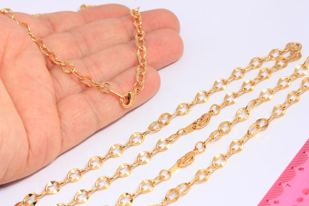 17 '' 24k Shiny Gold Rolo Chain, Ready Made Rolo Necklace, CHK410-1