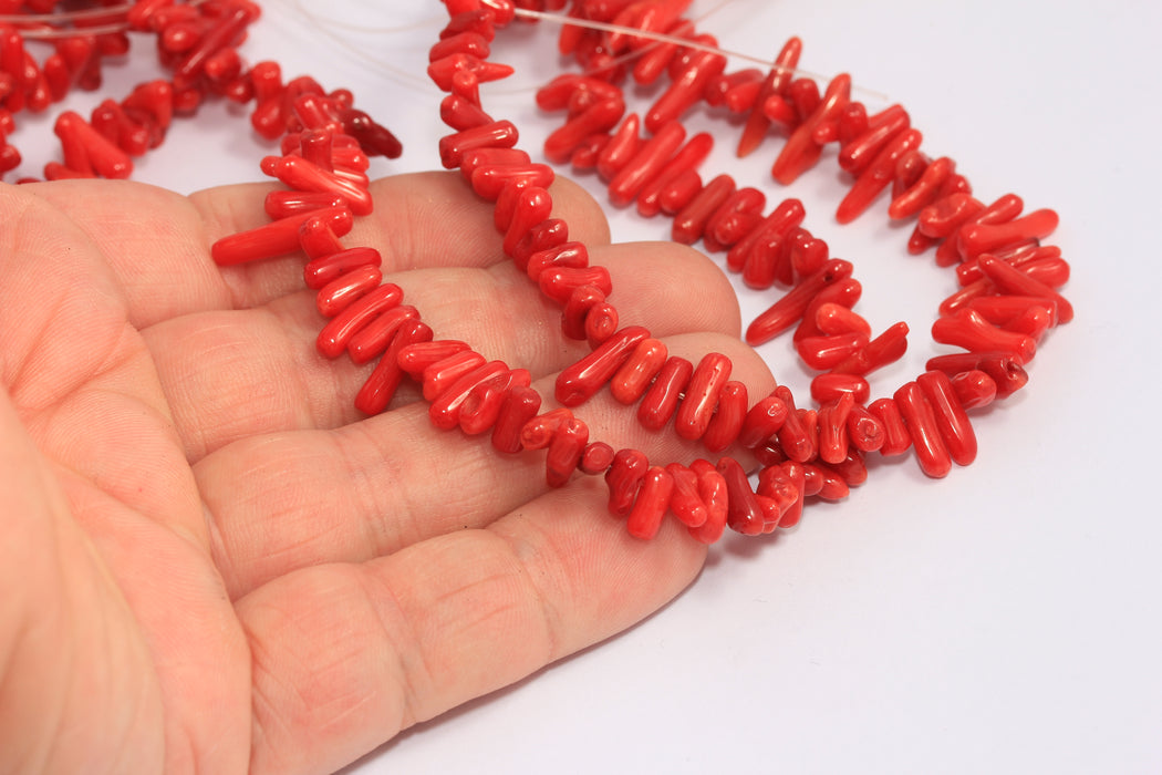 3x10mm Red Color Bead Strands, Coral Bamboo Beads, CHK505-1