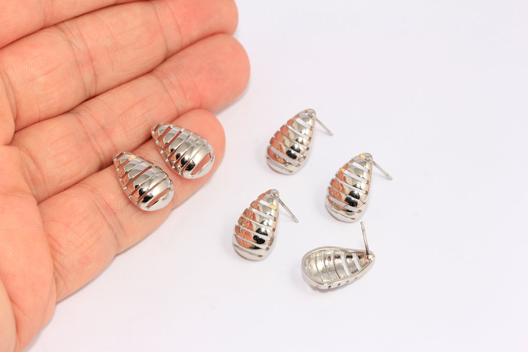 Drop Earrings, Puffed Teardrop Stud Earrings