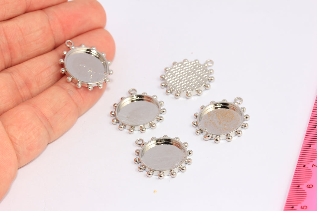 16 mm Rodyum Kaplama Güneş Kolye, Kabaşon Güneş Tılsımı, CHK226-7