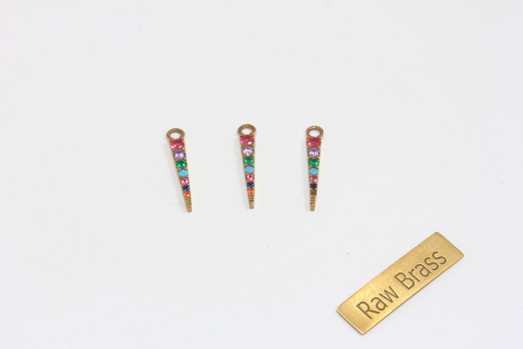 CZ Stick Pendant, Micro Pave Mixed Stone Charms