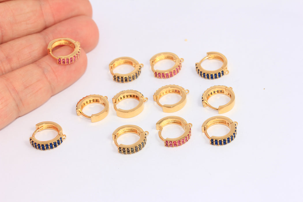 CZ Optional Color Stone Huggie Hoops