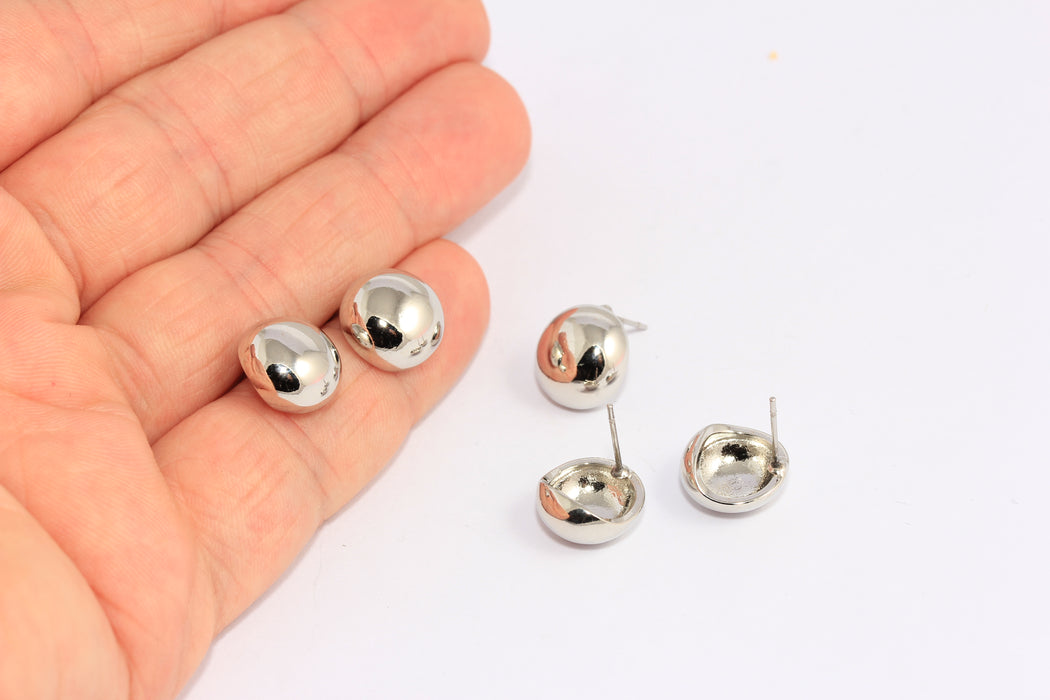 Orecchini a perno pendenti con sfere placcate in rodio da 12 mm, CHK147-6