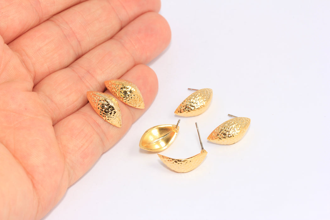 Stud Earrings, Textured Shell Studs