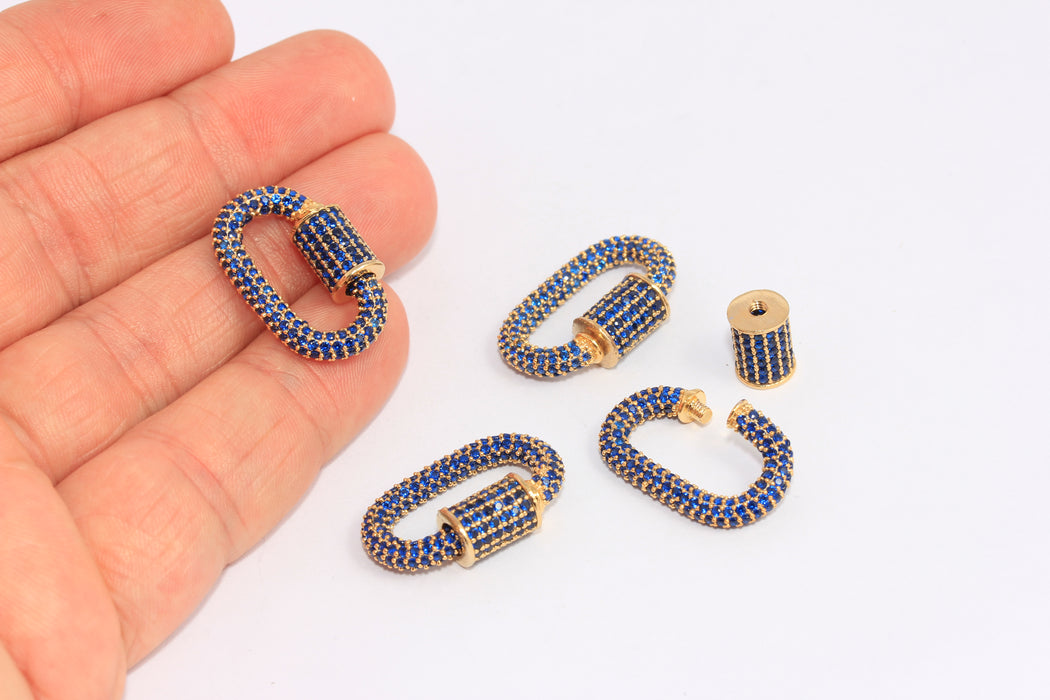 Shiny Gold CZ Oval Screw Clasps