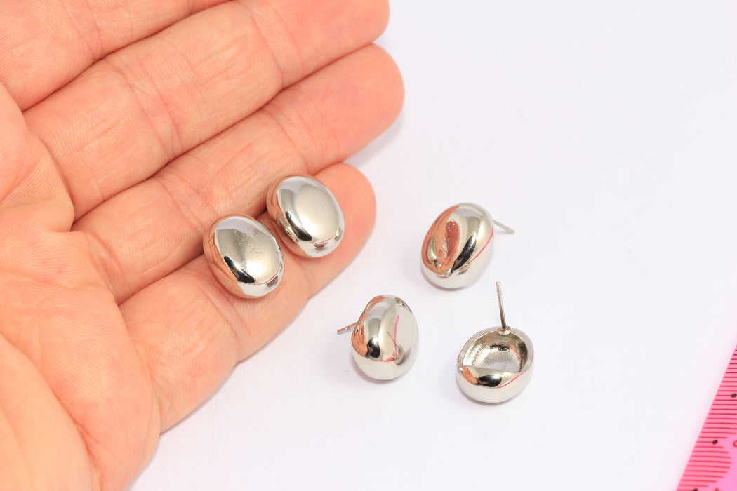 Oval Ear Posts, Drop Stud Earrings