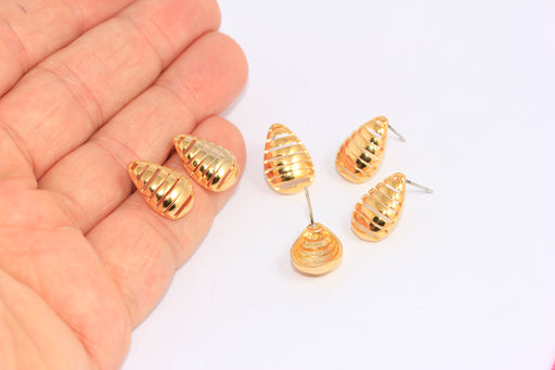 Drop Earrings, Puffed Teardrop Stud Earrings