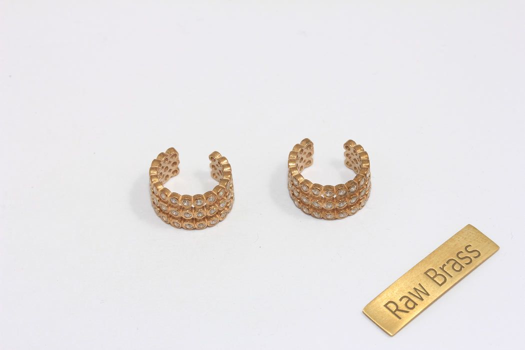 CZ White Stone Cuff Earrings