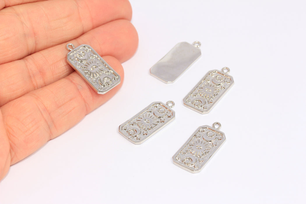 14x27mm Rodyum Kaplama Güneş Kolye, Kare Güneş Kolye, CHK413-3