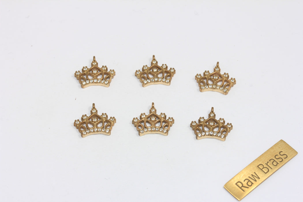 Micro Pave White Stone Crown Bracelet Charms
