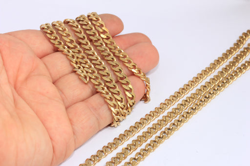 Raw Brass Faceted Curb Chain