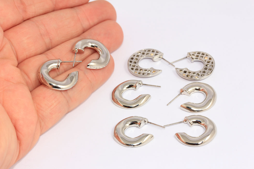 Disc Earrings, Flat Hoop Earrings