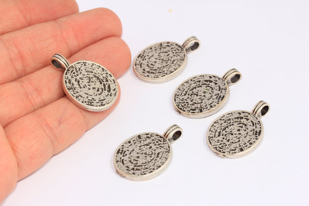 21x31mm Antique Silver Medallion, Antique Greek Medallion, MTE863