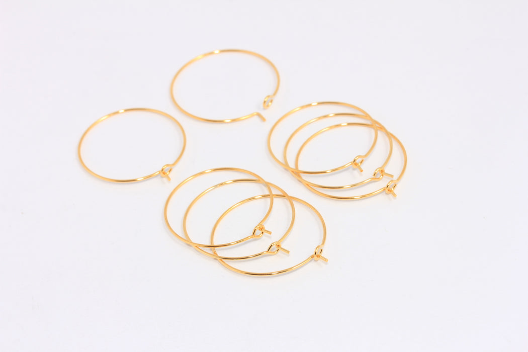 25mm 24k Shiny Gold Earrings, Hoop Earrings, Circle Earrings, Wire Earrings, EAR8