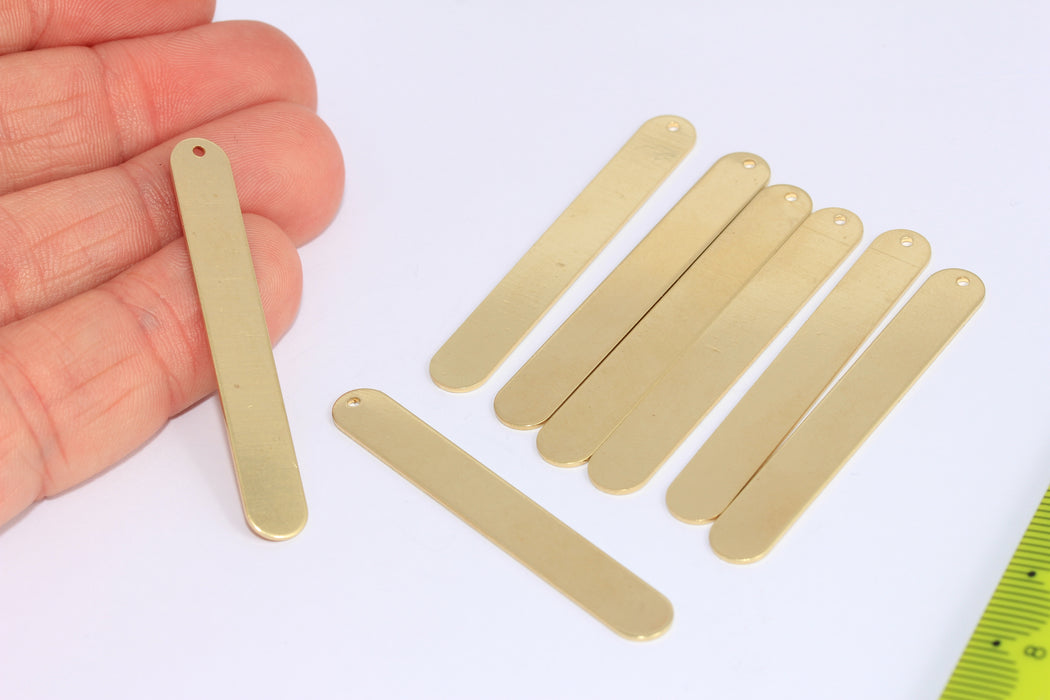 7x50mm Raw Brass Bar Charm, Oval Vertical Stamping Bar, SOM232