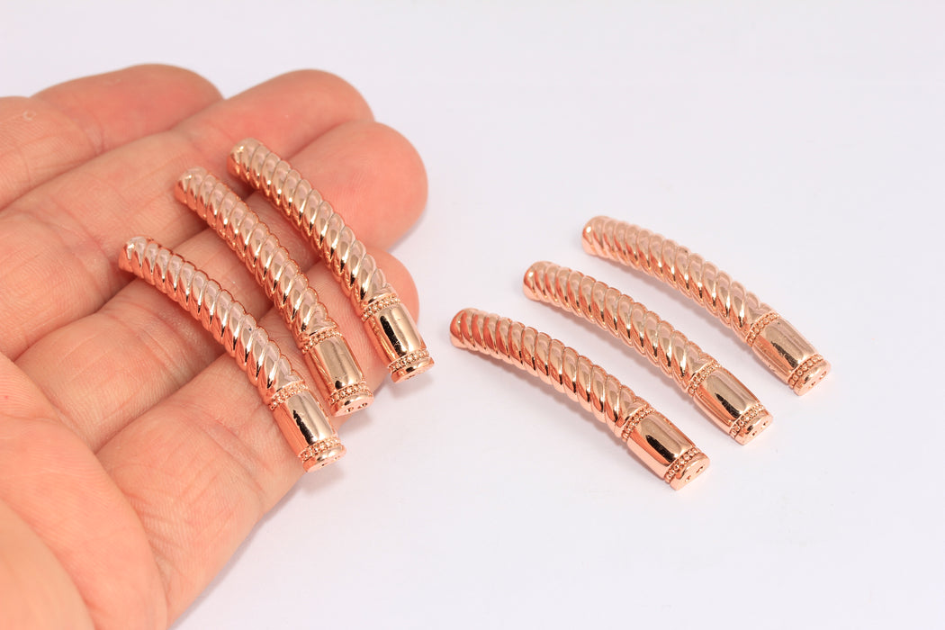 6x42 mm Gül Altın Bilezik Tüpleri, Örgülü Kavisli Tüpler, MTE1351