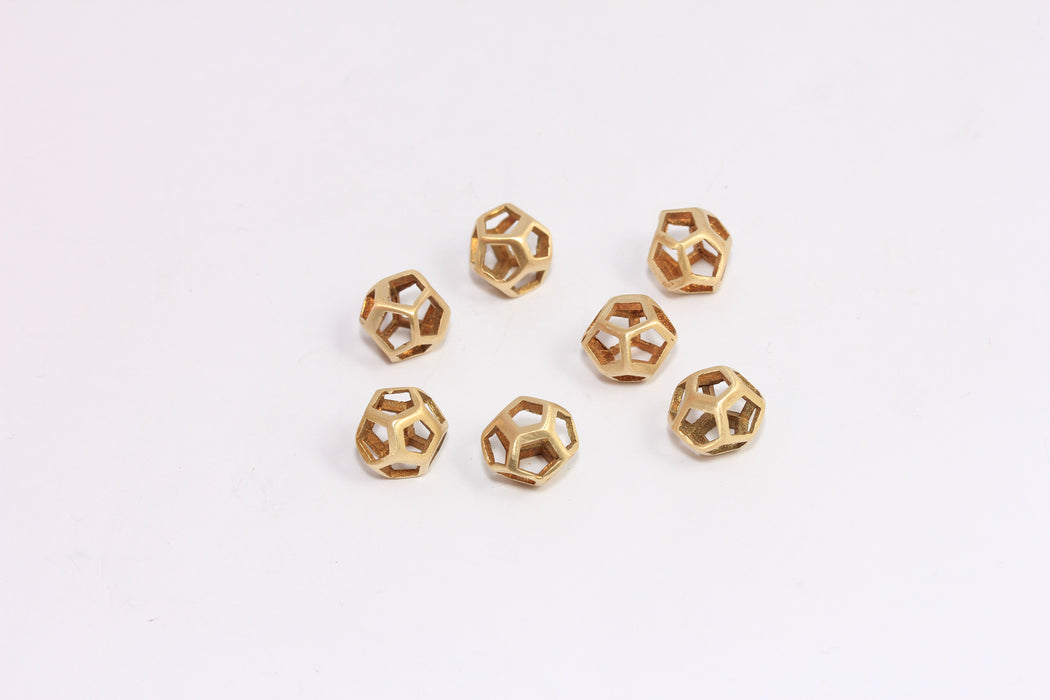 8,5mm Raw Brass Open Prism Charm, 3D Open Hexagon Beads, SOM31
