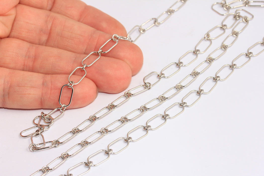 6x11mm Rhodium Plated Link Chain, Tiny Link Chain, CHK469-1