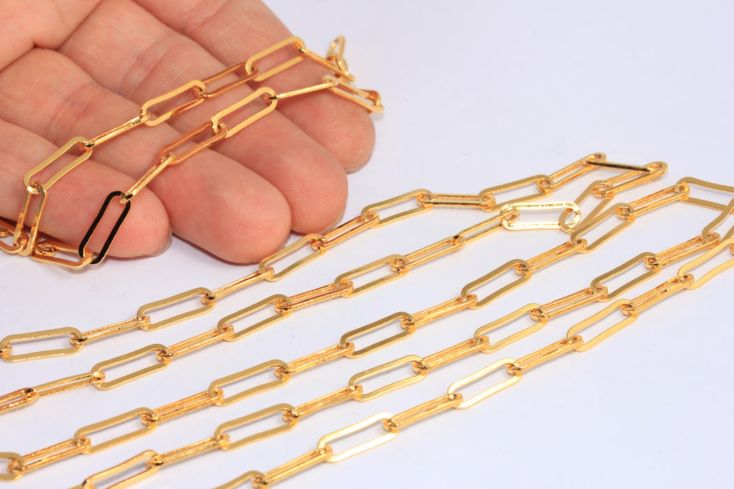 5x15mm 24k Shiny Gold Oval Link Chain, Chunky Rolo Chain, CHK565-1