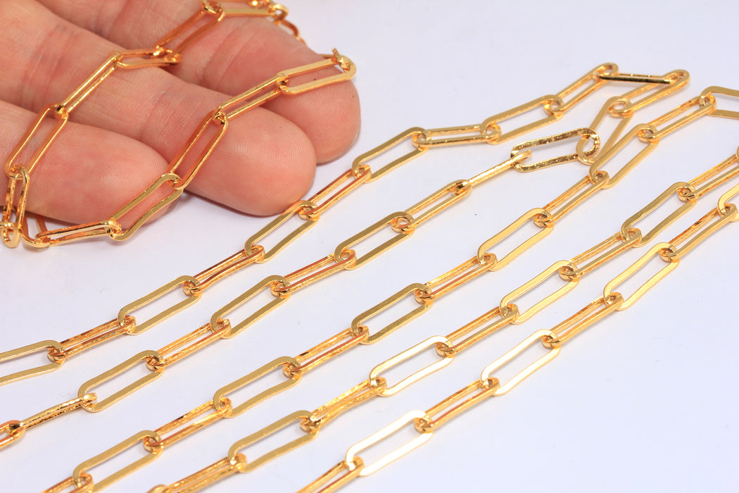 5x15mm 24k Shiny Gold Oval Link Chain, Chunky Rolo Chain, CHK565-1