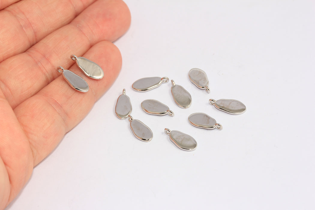 6x12 mm Rodyum Kaplama Damla Disk Boncuklar, Patates Bilezik Takıları, CHK117-8