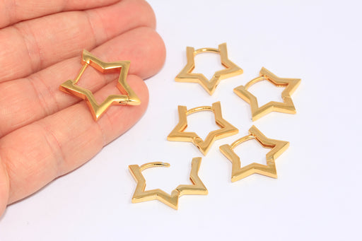 Star Earrings, Star Shaped Lever Back Hoops